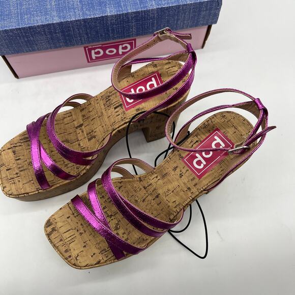 Pop Womens Admission Heeled Sandals Pink Fuschia Size 8M - Picture 8 of 16